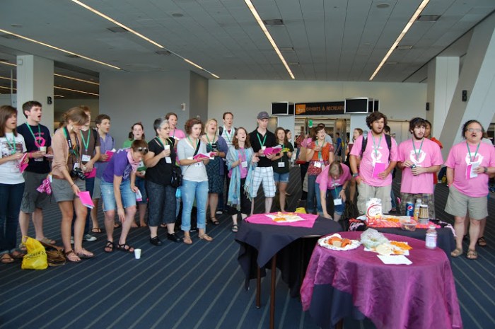 Pink Menno hymn-sing; Pittsburgh, 2011. Photo credit: pinkmenno.org